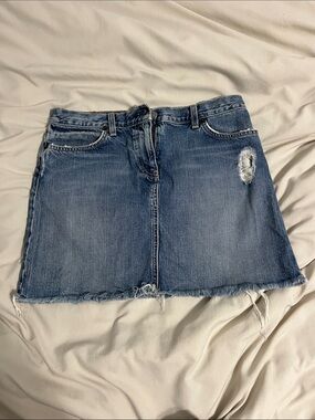 J. Crew Blue Distressed Denim Mini Skirt
